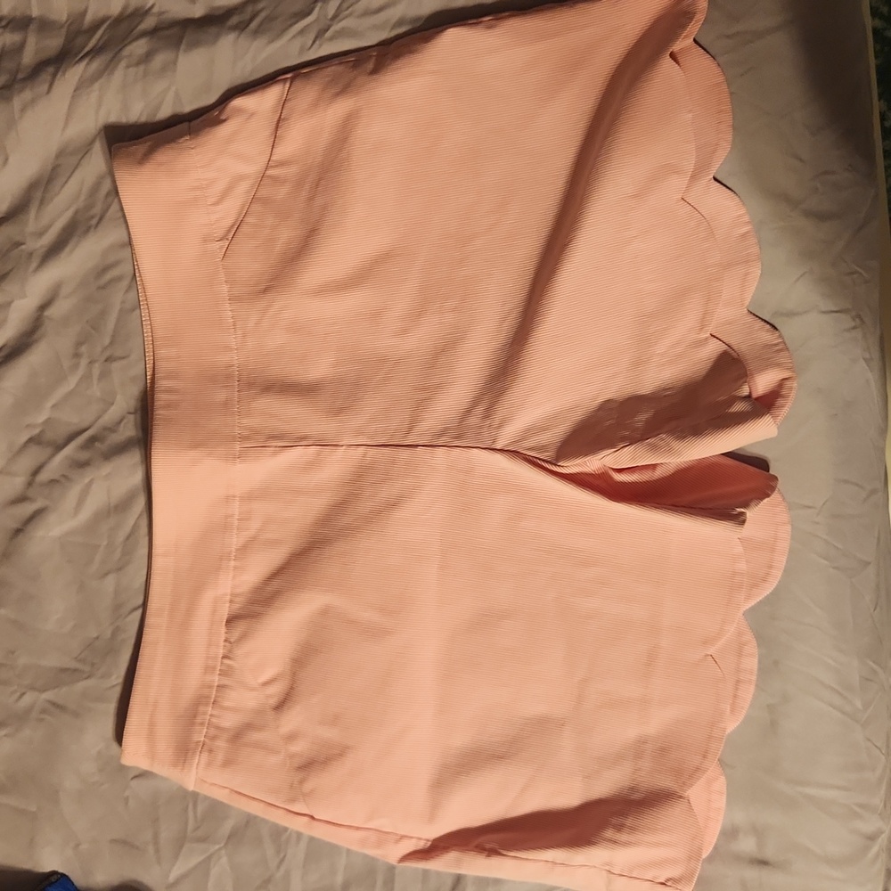 Pink and white striped shorts